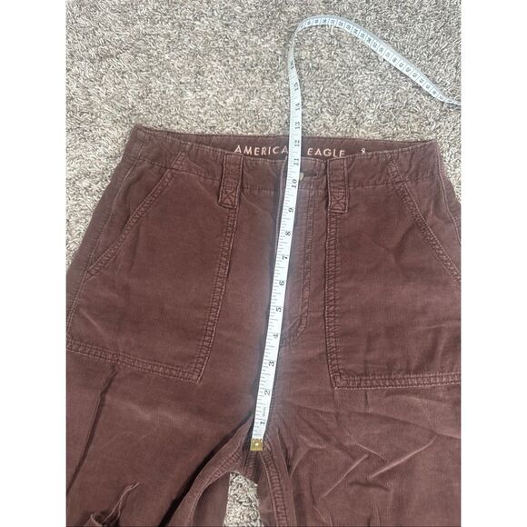 American Eagle Baggy Mom Pant Corduroy High Rise Brown/Red Size 0 Raw Hem Fall - Picture 8 of 14